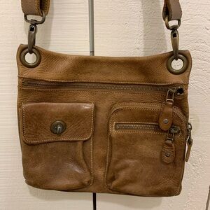 Roots Brown Leather Crossbody Bag